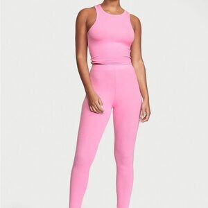 VS Pink Ribbed Tank & Legging Set
